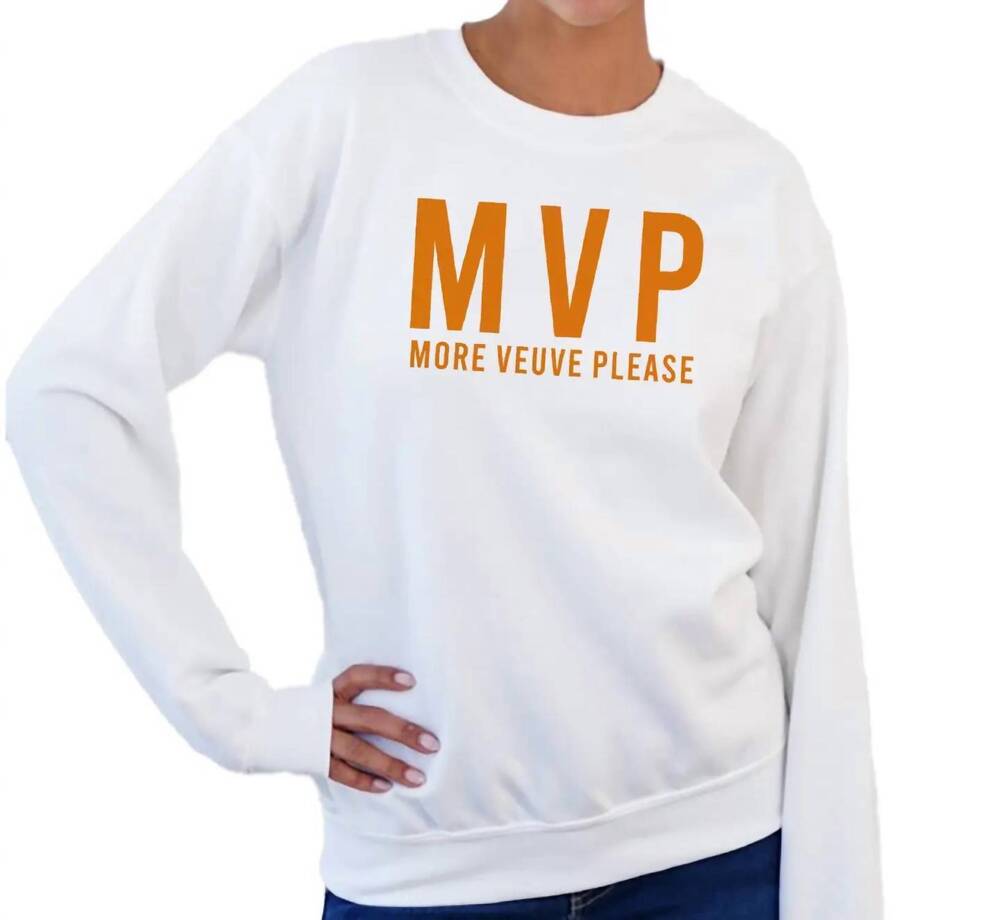 NEW TOSS DESIGNS more veuve please sweatshirt in white